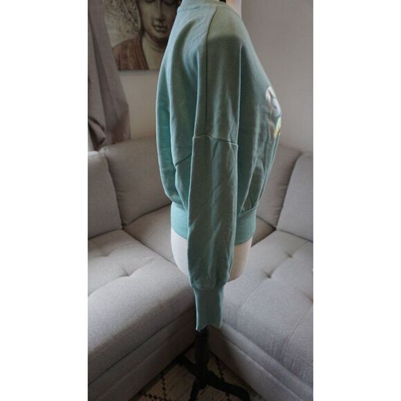 Old Navy Turquoise “Good Vibes” Loose Crew-Neck Cropped Sweatshirt - XS | NWT - Picture 14 of 15